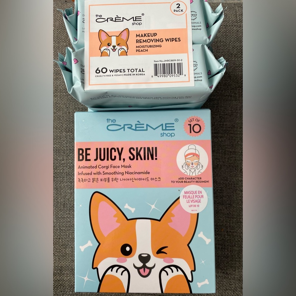POPULAR The CREME Shop Corgi Face Mask and Makeup Wipes Set